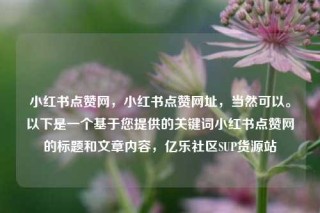 小红书点赞网，小红书点赞网址，当然可以。以下是一个基于您提供的关键词小红书点赞网的标题和文章内容，亿乐社区SUP货源站