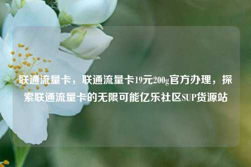 联通流量卡，联通流量卡19元200g官方办理，探索联通流量卡的无限可能亿乐社区SUP货源站  第1张
