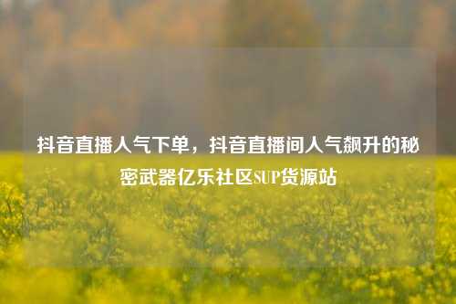 抖音直播人气下单	，抖音直播间人气飙升的秘密武器亿乐社区SUP货源站  第1张