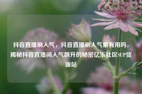抖音直播刷人气，抖音直播刷人气票有用吗，揭秘抖音直播间人气飙升的秘密亿乐社区SUP货源站  第1张