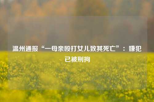 温州通报“一母亲殴打女儿致其死亡”：嫌犯已被刑拘  第1张
