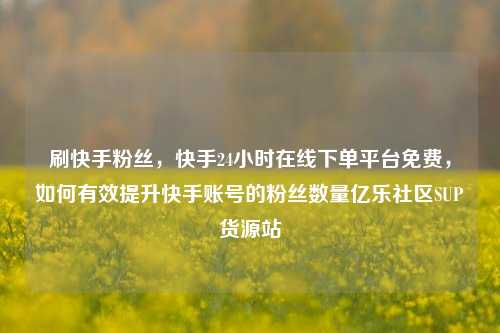 刷快手粉丝，快手24小时在线下单平台免费，如何有效提升快手账号的粉丝数量亿乐社区SUP货源站  第1张