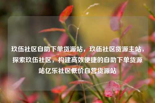 玖伍社区自助下单货源站，玖伍社区货源主站	，探索玖伍社区，构建高效便捷的自助下单货源站亿乐社区低价自营货源站  第1张