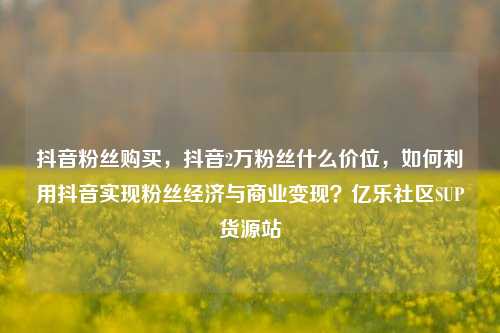 抖音粉丝购买	，抖音2万粉丝什么价位，如何利用抖音实现粉丝经济与商业变现？亿乐社区SUP货源站  第1张