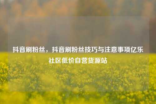 抖音刷粉丝，抖音刷粉丝技巧与注意事项亿乐社区低价自营货源站  第1张